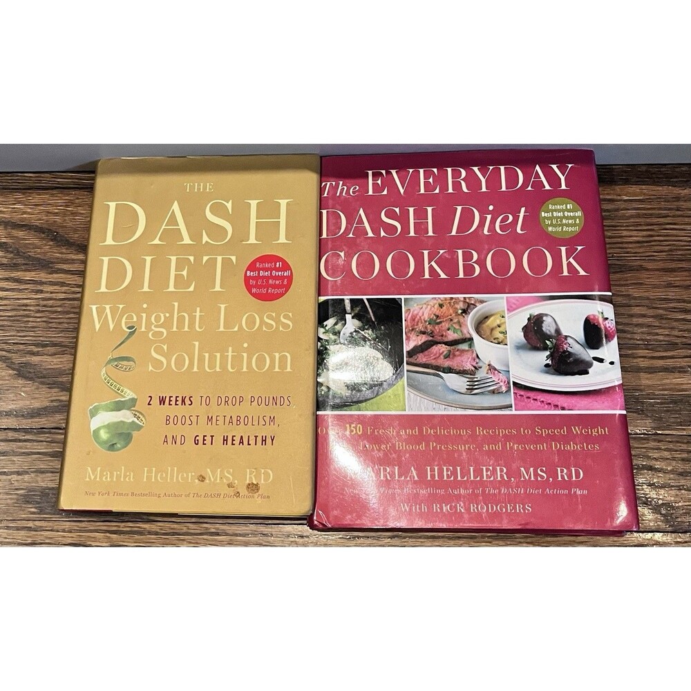 Lot of 2 Dash Diet Cookbooks Weight Loss Solution Recipes Marla Heller